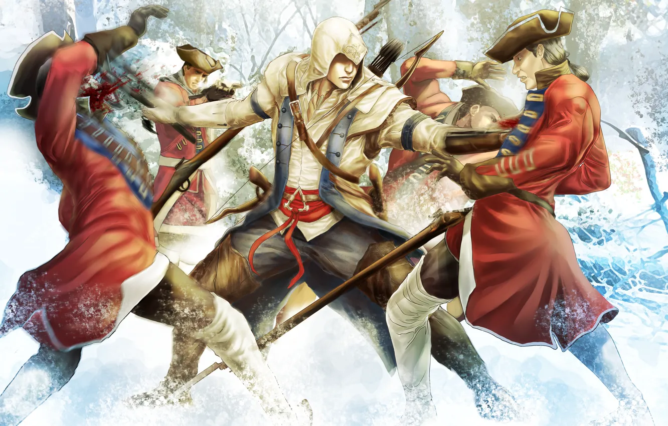 Фото обои смерть, капюшон, солдаты, убийца, ассасин, Assassin's Creed, Assassin's Creed 3, connor kenway