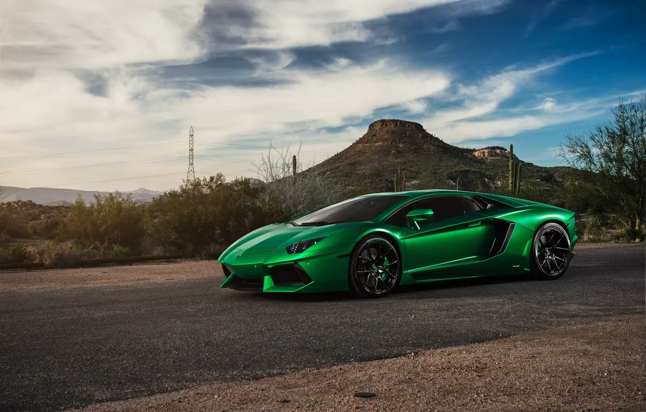 Фото обои green, supercar, Lamborghini Aventador