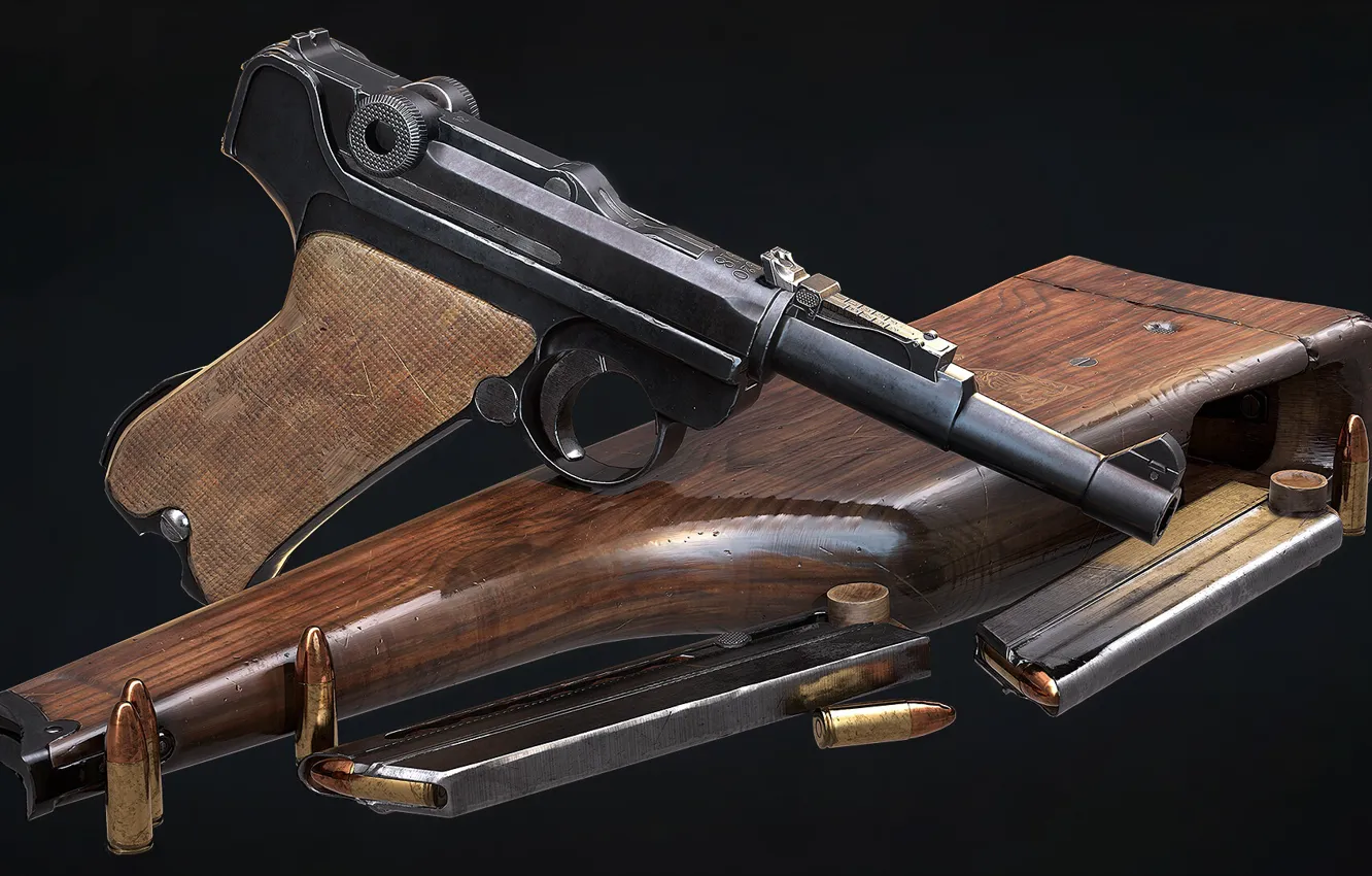 Фото обои Германия, Самозарядный пистолет, Luger Artillery, Luger Lange Pistole 08
