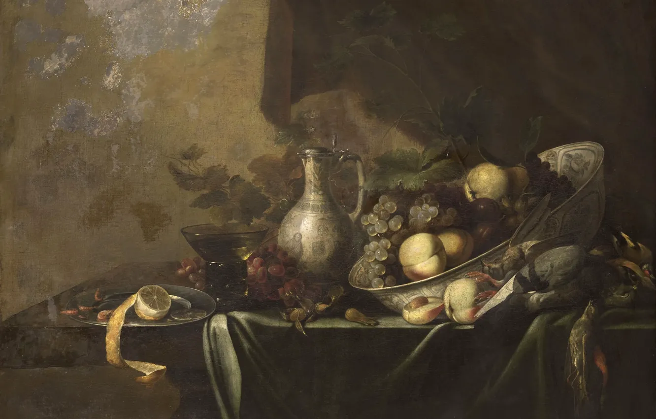 Фото обои масло, картина, холст, 1673, Натюрморт с фруктами, Michiel Siemons