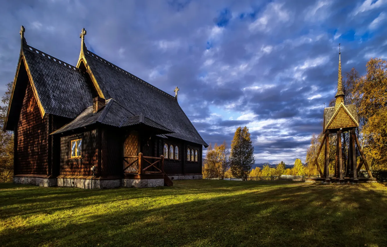 Фото обои церковь, Швеция, Kvikkjokk