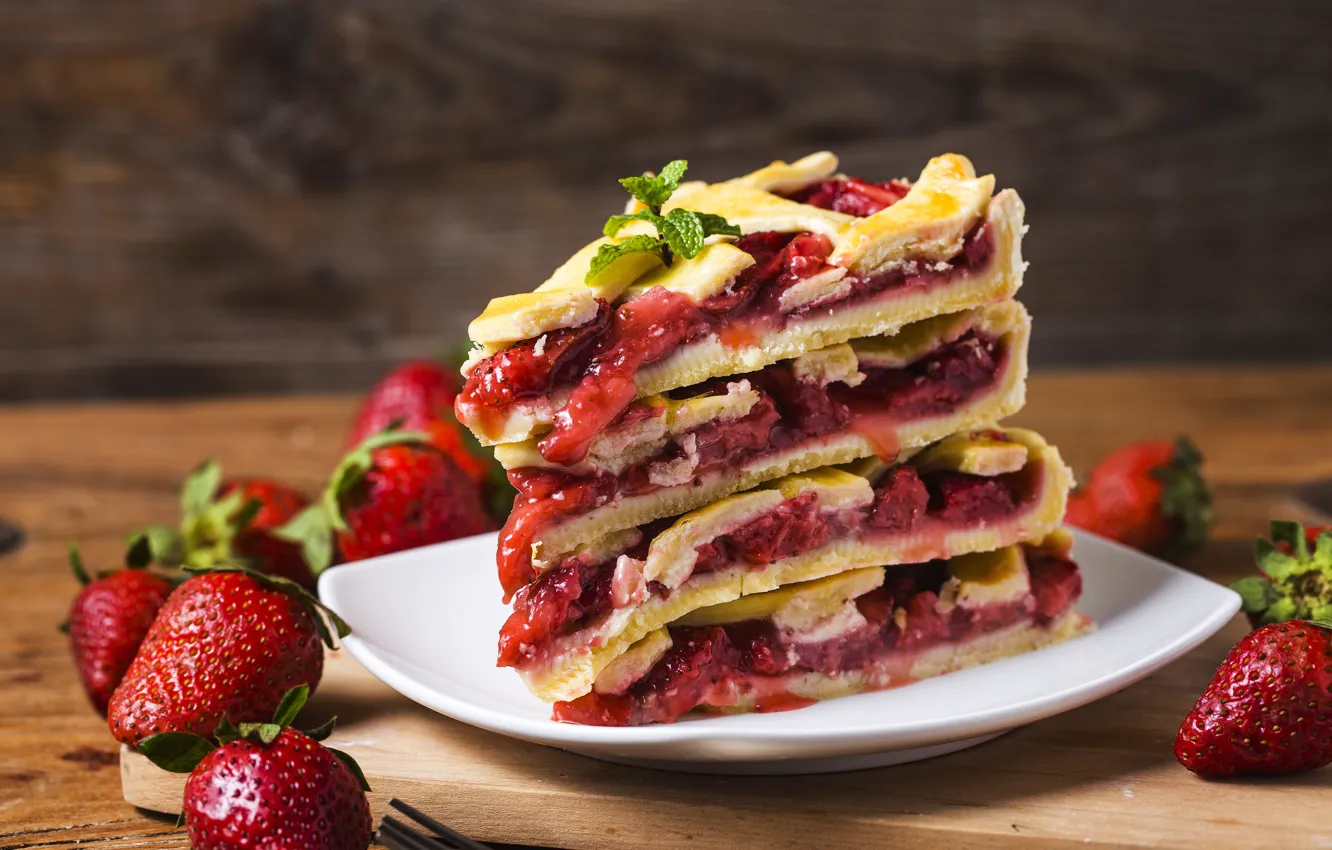 Фото обои ягоды, клубника, пирог, fresh, cake, sweet, strawberry, berries