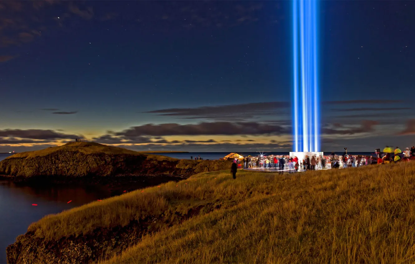 Фото обои Исландия, Рейкьявик, Imagine Peace Tower, Международный день мира