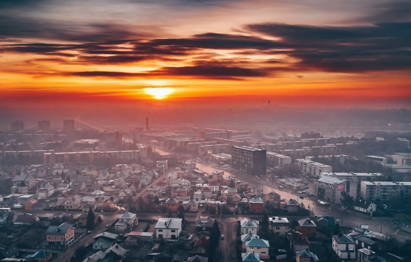 Фото обои закат, Lietuva, Kaunas