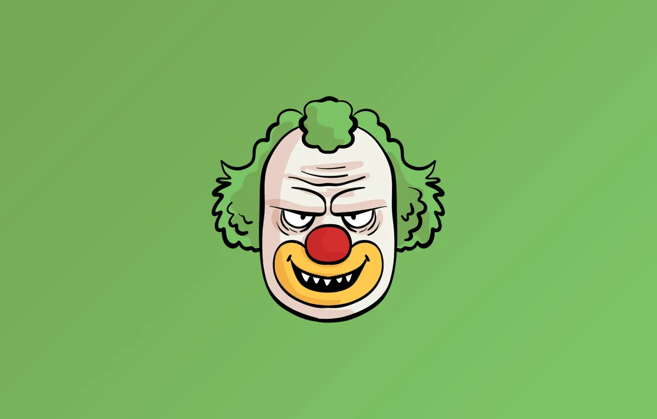 Фото обои minimalism, face, fear, digital art, artwork, Clown, simple background, teeth