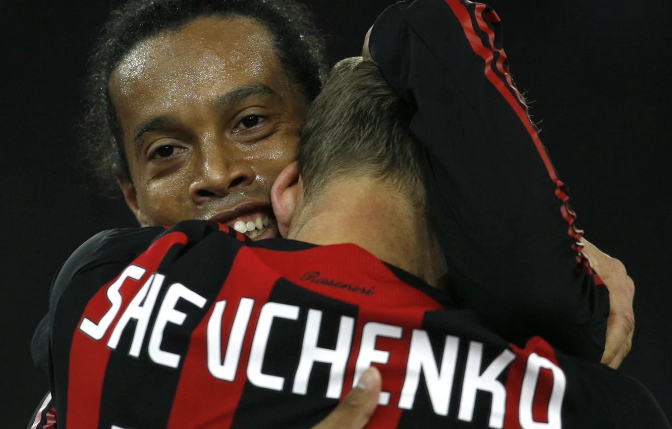 Фото обои Ronaldinho, Andriy Shevchenko, AC-Milan