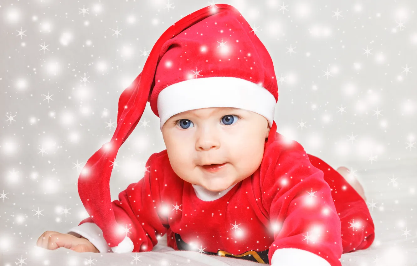 Фото обои праздник, Новый Год, Рождество, Christmas, New Year, child, baby, santa