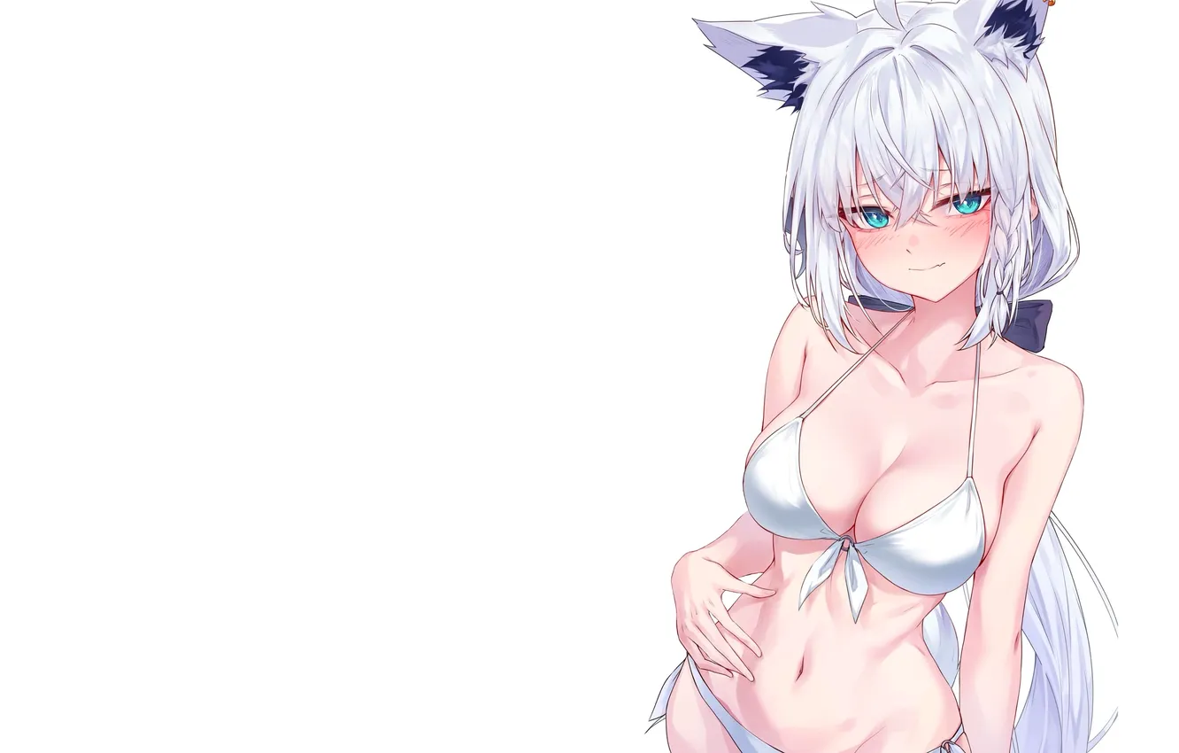 Фото обои kawaii, girl, hot, sexy, cleavage, boobs, anime, blue eyes