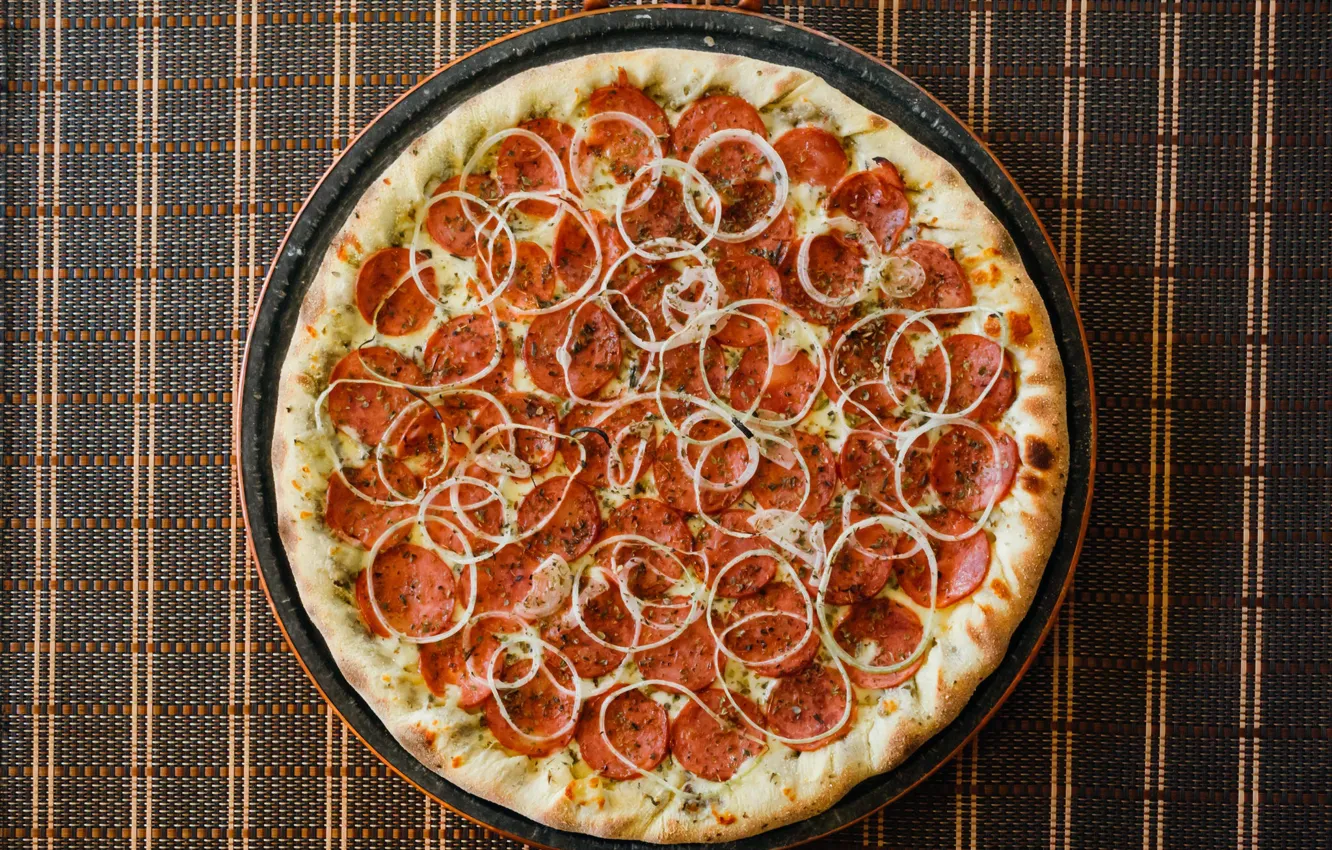 Фото обои pizza, pepperoni, pepperoni pizza