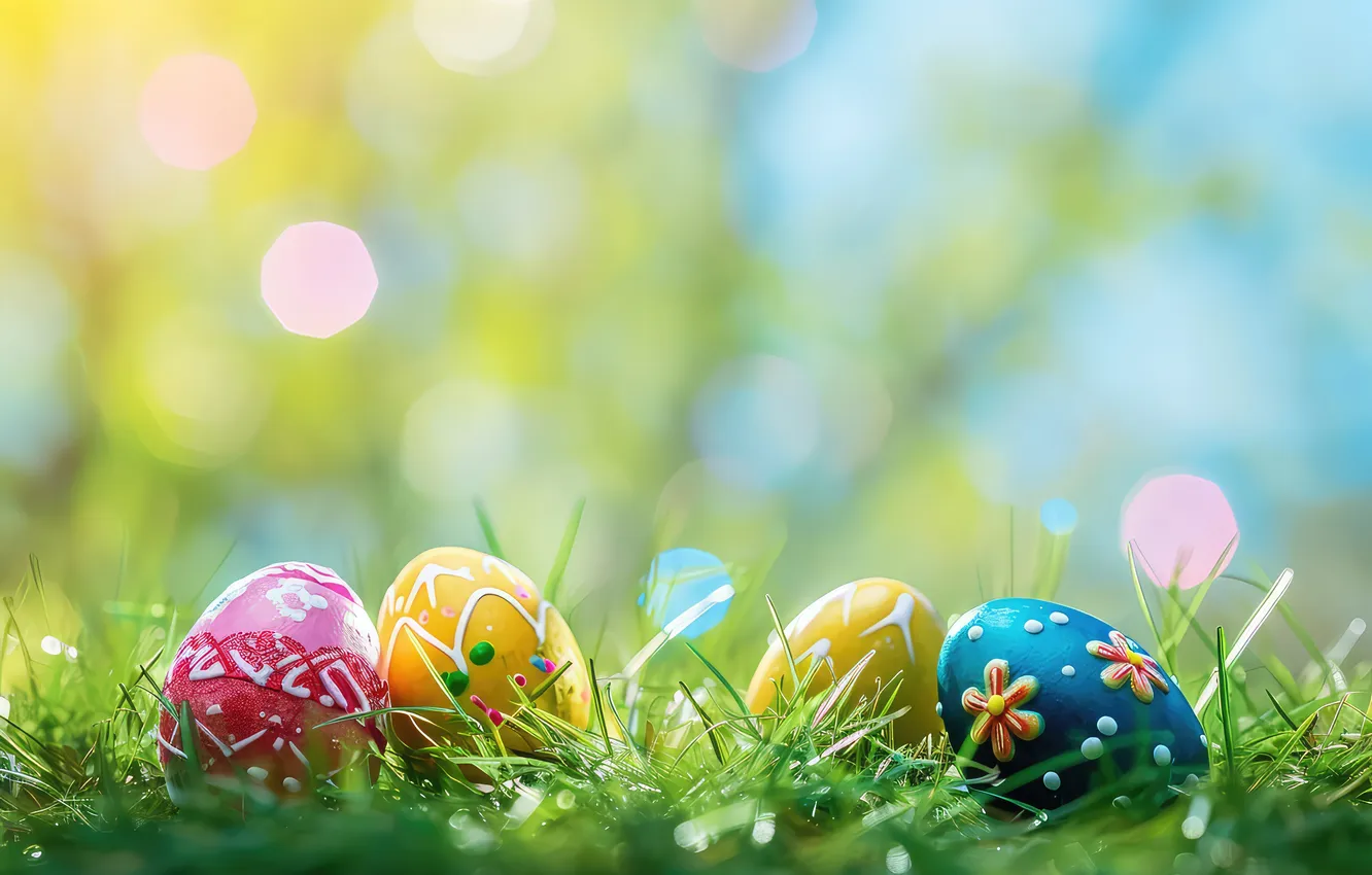 Фото обои цветы, яйца, весна, colorful, Пасха, happy, flowers, spring
