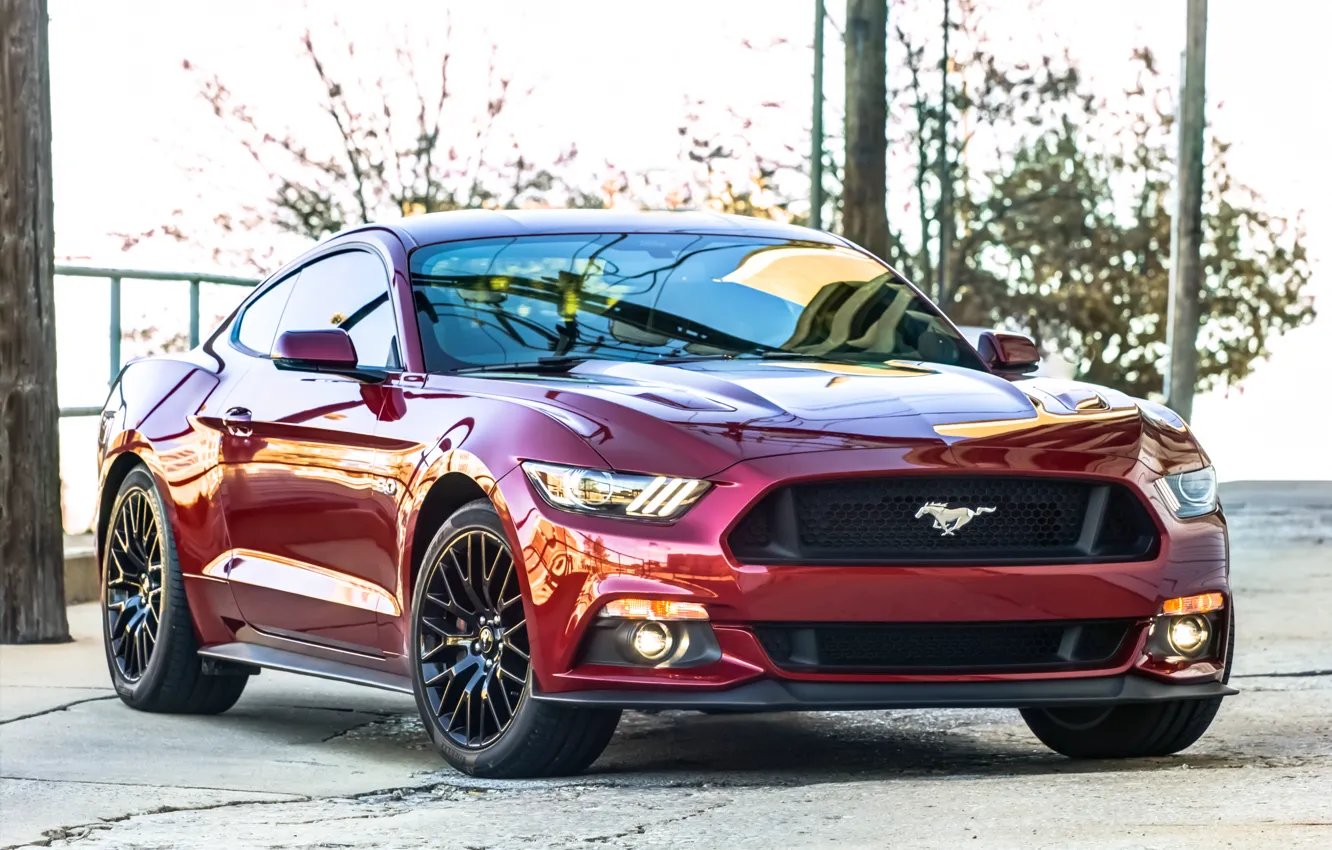 Фото обои Mustang, Ford, red, 2015