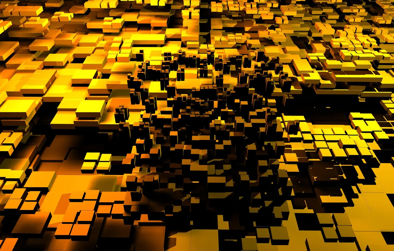 Фото обои абстракция, abstract, Золотые кубики, Golden cubes