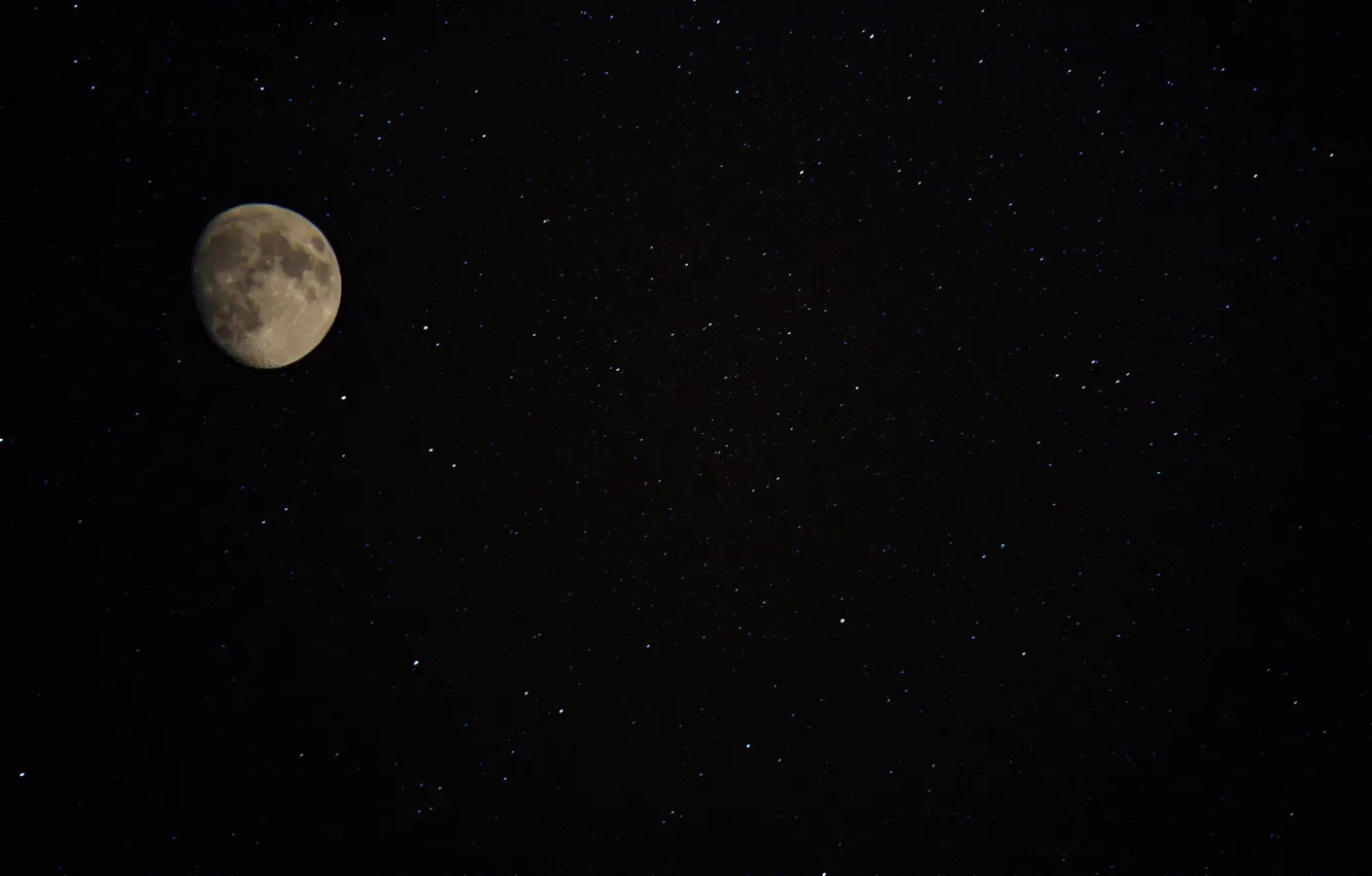 Фото обои космос, звезды, ночь, луна, спутник