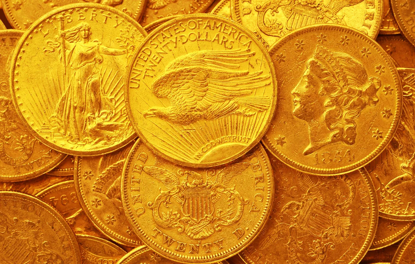 Фото обои золото, доллар, США, монеты