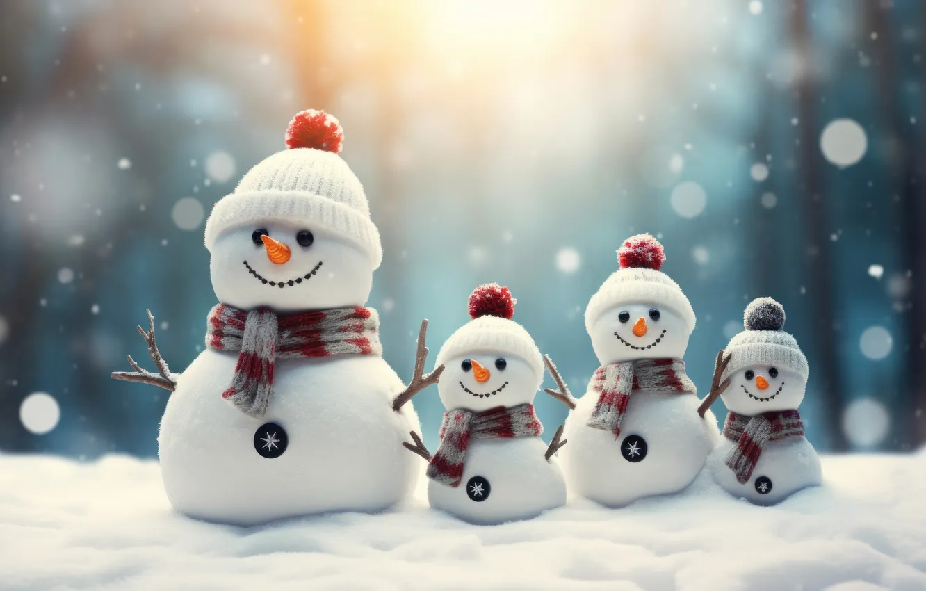 Фото обои зима, снег, Рождество, Новый год, снеговик, Christmas, winter, merry