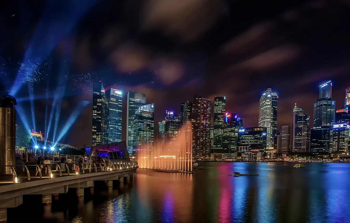 Фото обои ночь, Singapore, Marina Bay Sands