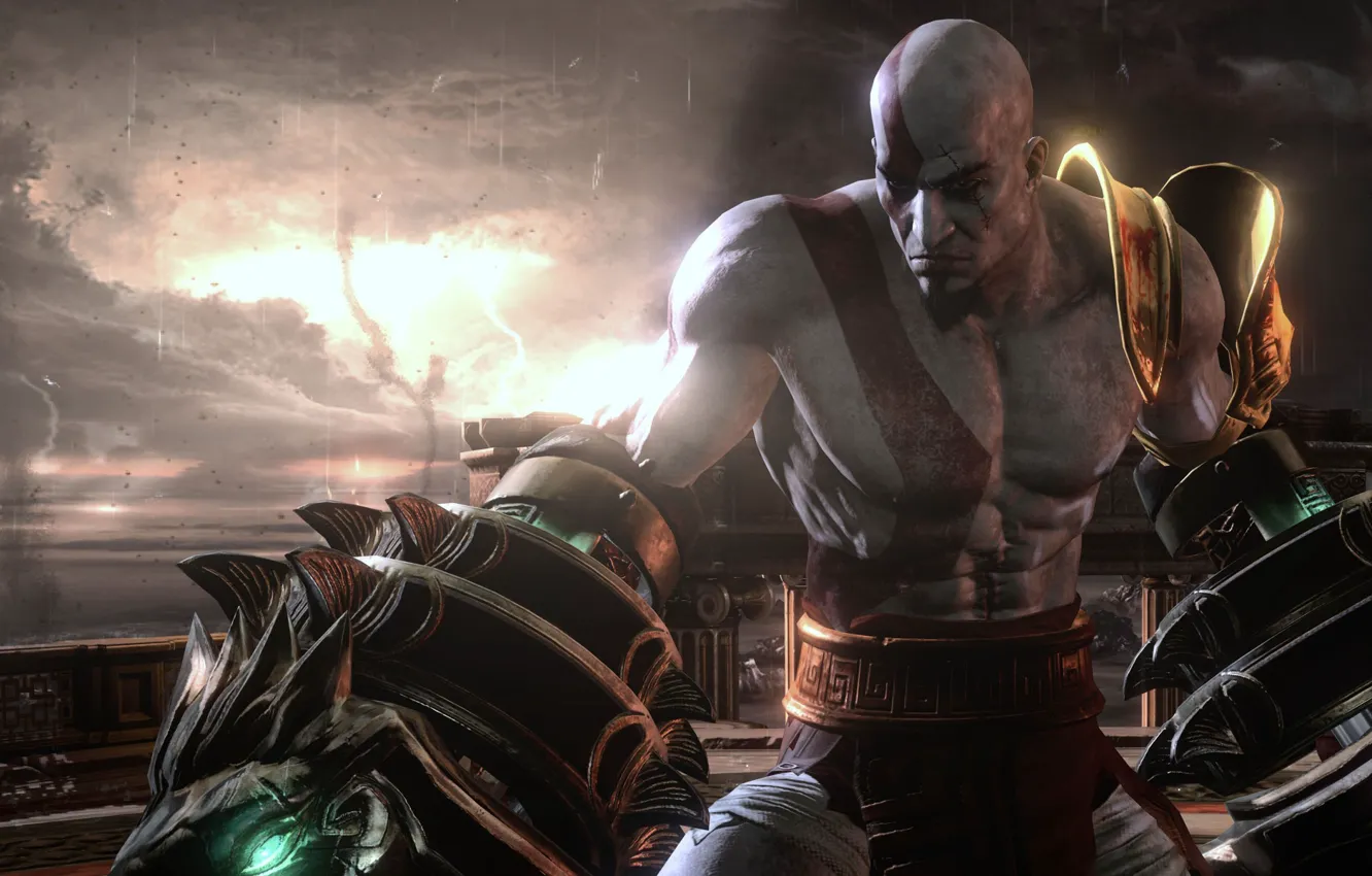 Фото обои game, Kratos, God of War, man, spartan, warrior, god, God of War 3