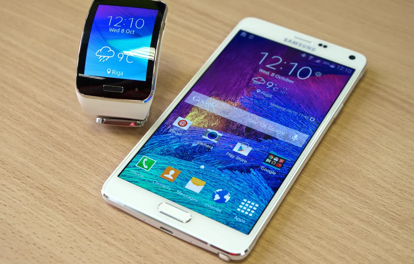 Фото обои Samsung, Samsung Gear S, смартпэд, часы-смартфон, смартфон-часы, Galaxy Note 4