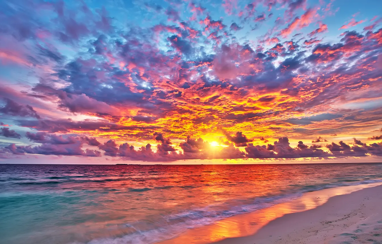 Фото обои colors, beach, sunset