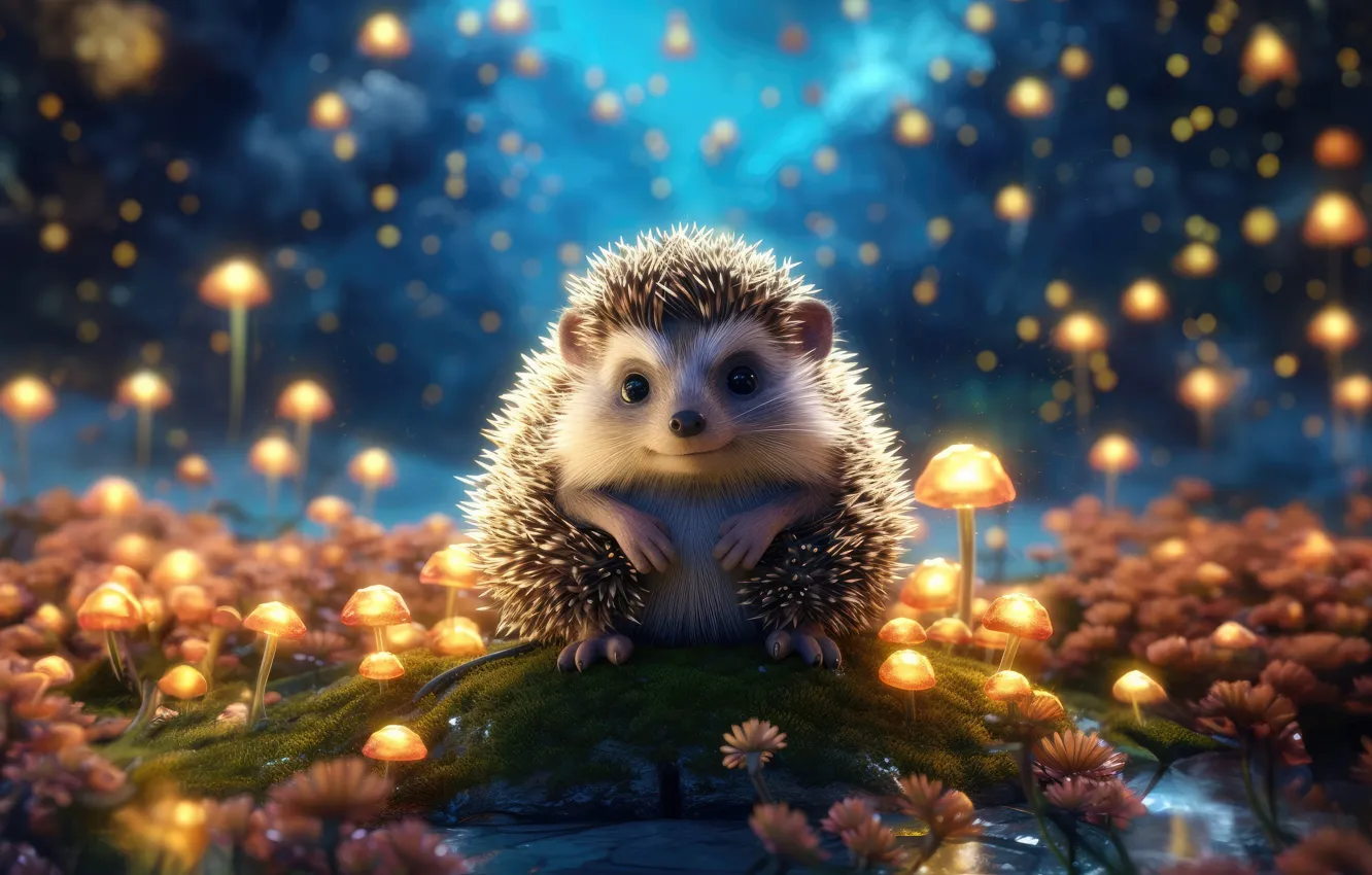 Фото обои art, cute, hedgehog