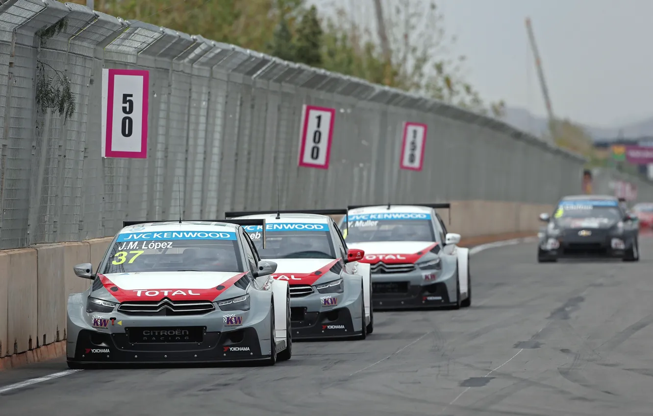 Фото обои гонка, Citroen, лидер, Sebastien Loeb, WTCC, C-Elysee, Yvan Muller, Jose Maria Lopez