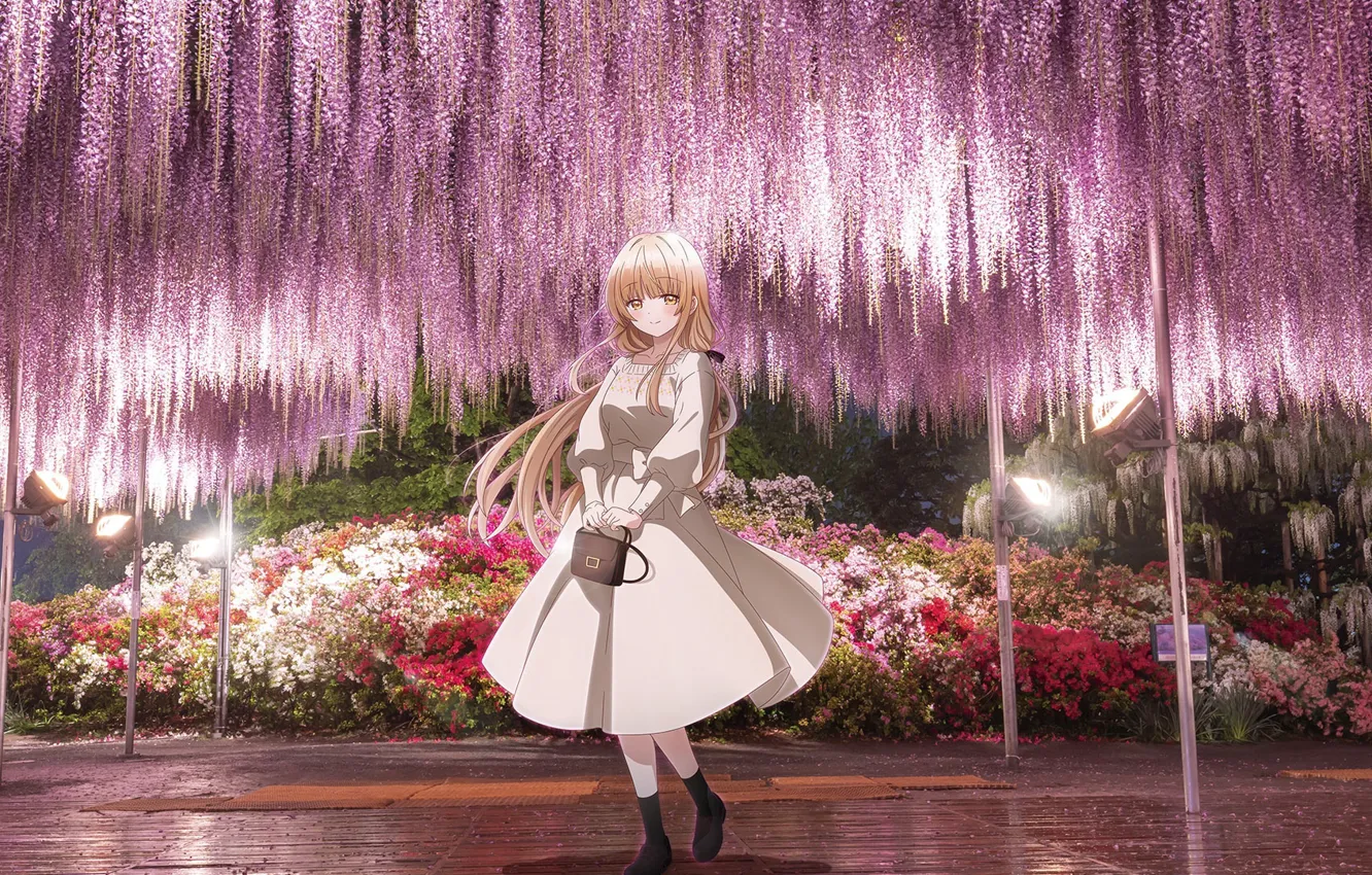 Фото обои девушка, вечер, глициния, Otonari no Tenshi-sama ni Itsunomanika Dame Ningen, Mahiru Shiina