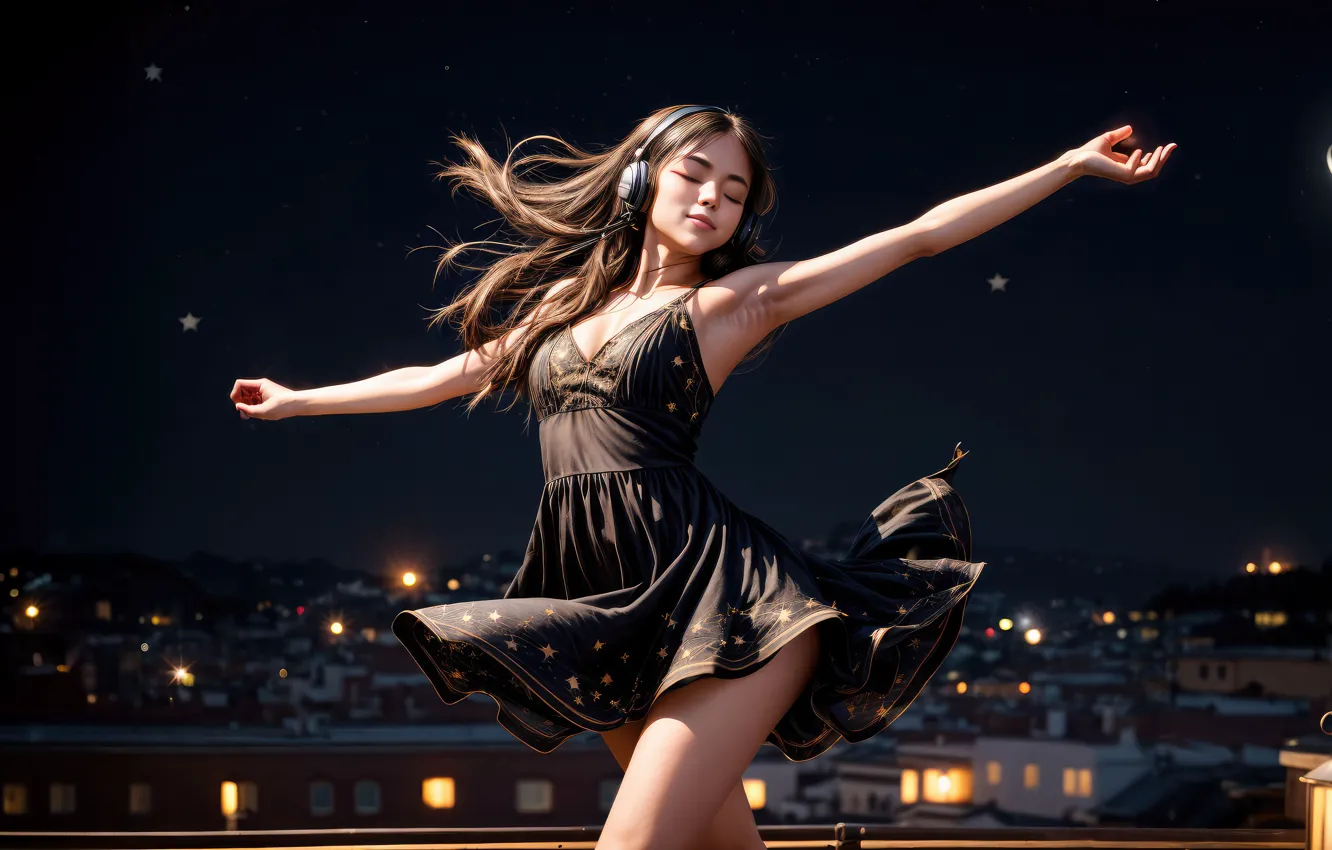 Фото обои city, music, girl, muse, midnight