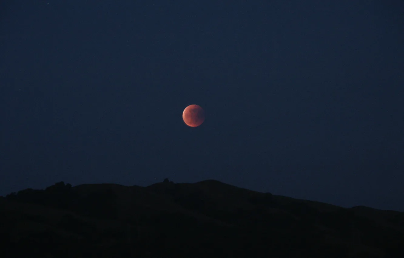 Фото обои небо, ночь, природа, луна, полнолуние, лунное затмение