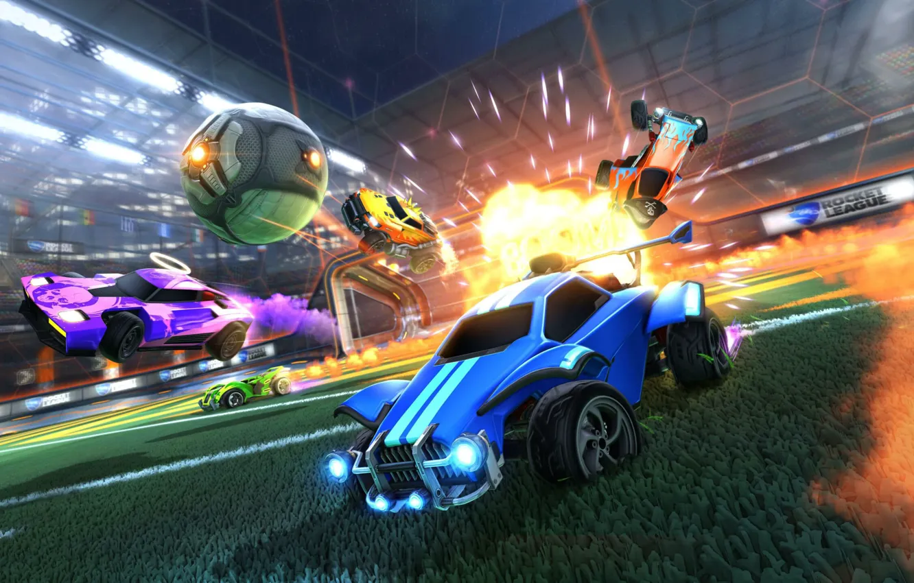 Фото обои Game, PS4, RocketLeague, Videogame, Footbool, PCgame