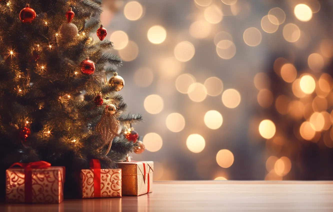 Фото обои украшения, шары, елка, colorful, Новый Год, Рождество, подарки, new year