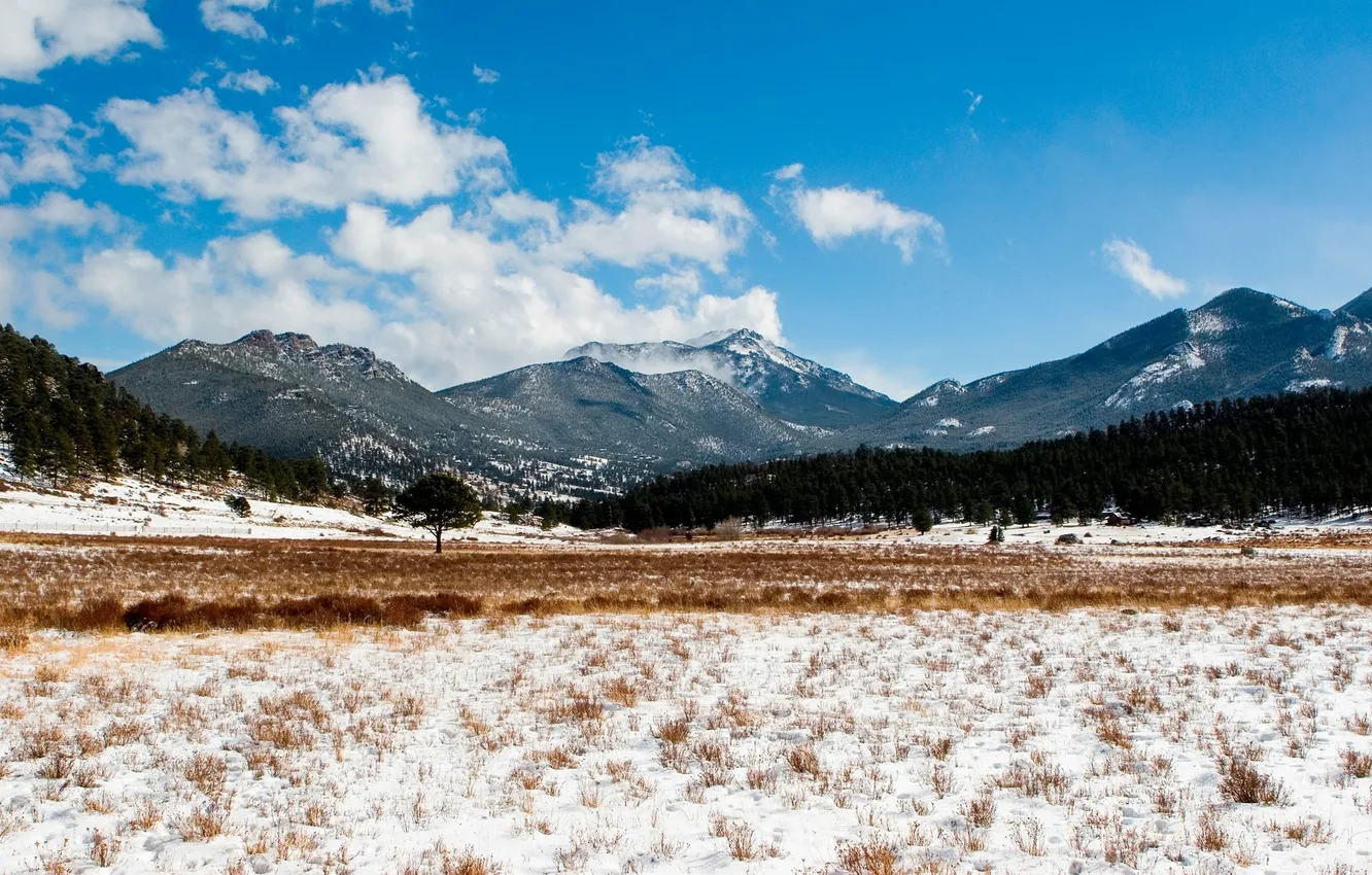 Фото обои зима, облака, снег, деревья, горы, природа, фото, склоны