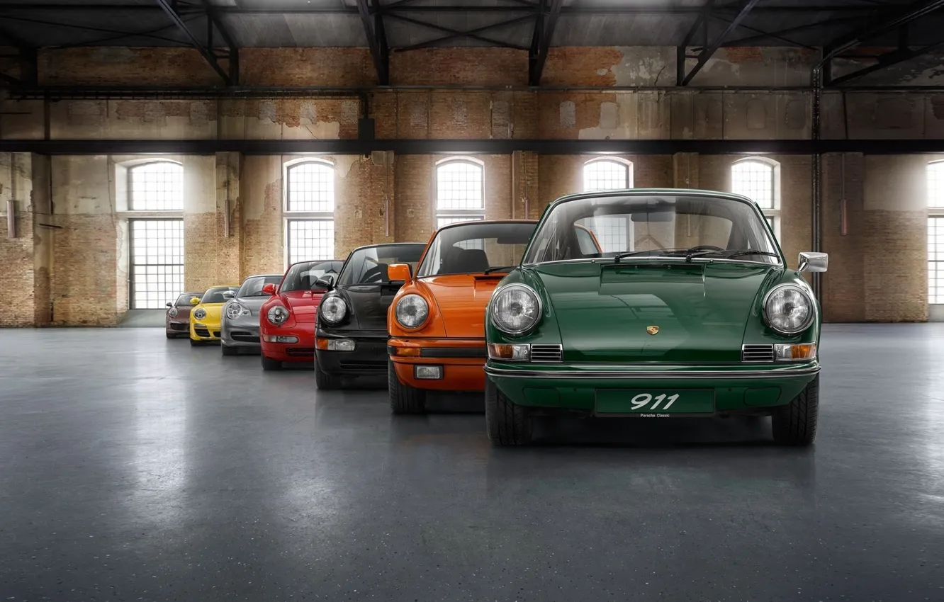 Фото обои colorful, Porsche, vintage, cars, Porsche 911, evolution, color, loft