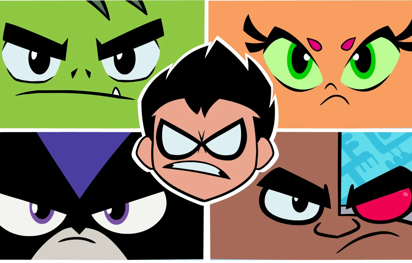 Фото обои Robin, Cyborg, Raven, Teen Titans Go!, Beast Boy, Starfire