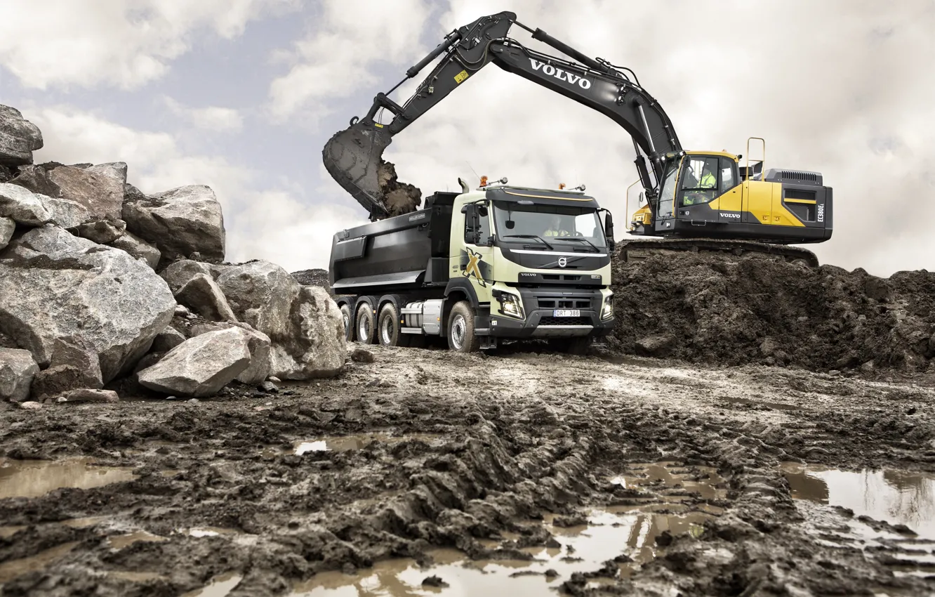 Фото обои excavator, volvo trucks, fmx 460