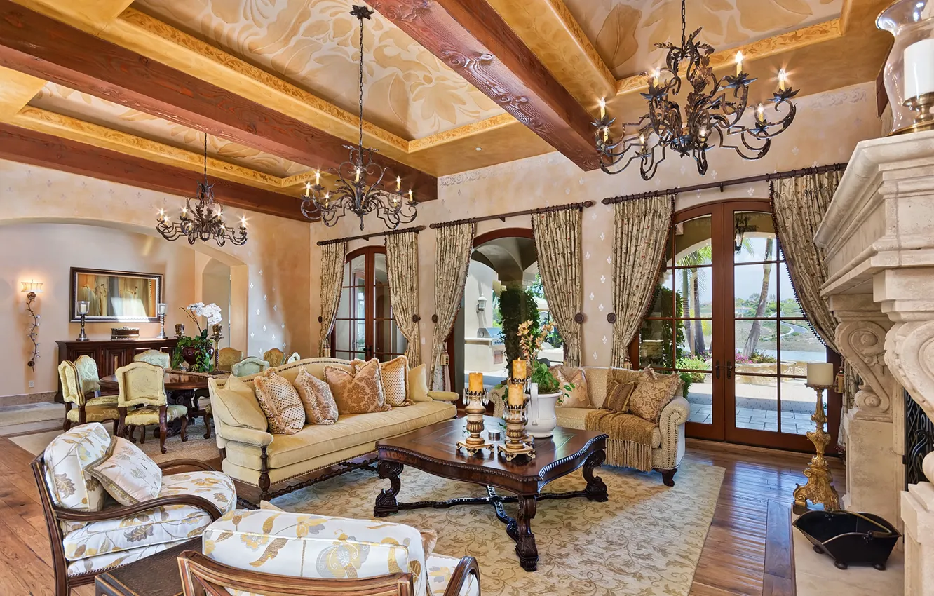 Фото обои wooden, living room, home, luxury