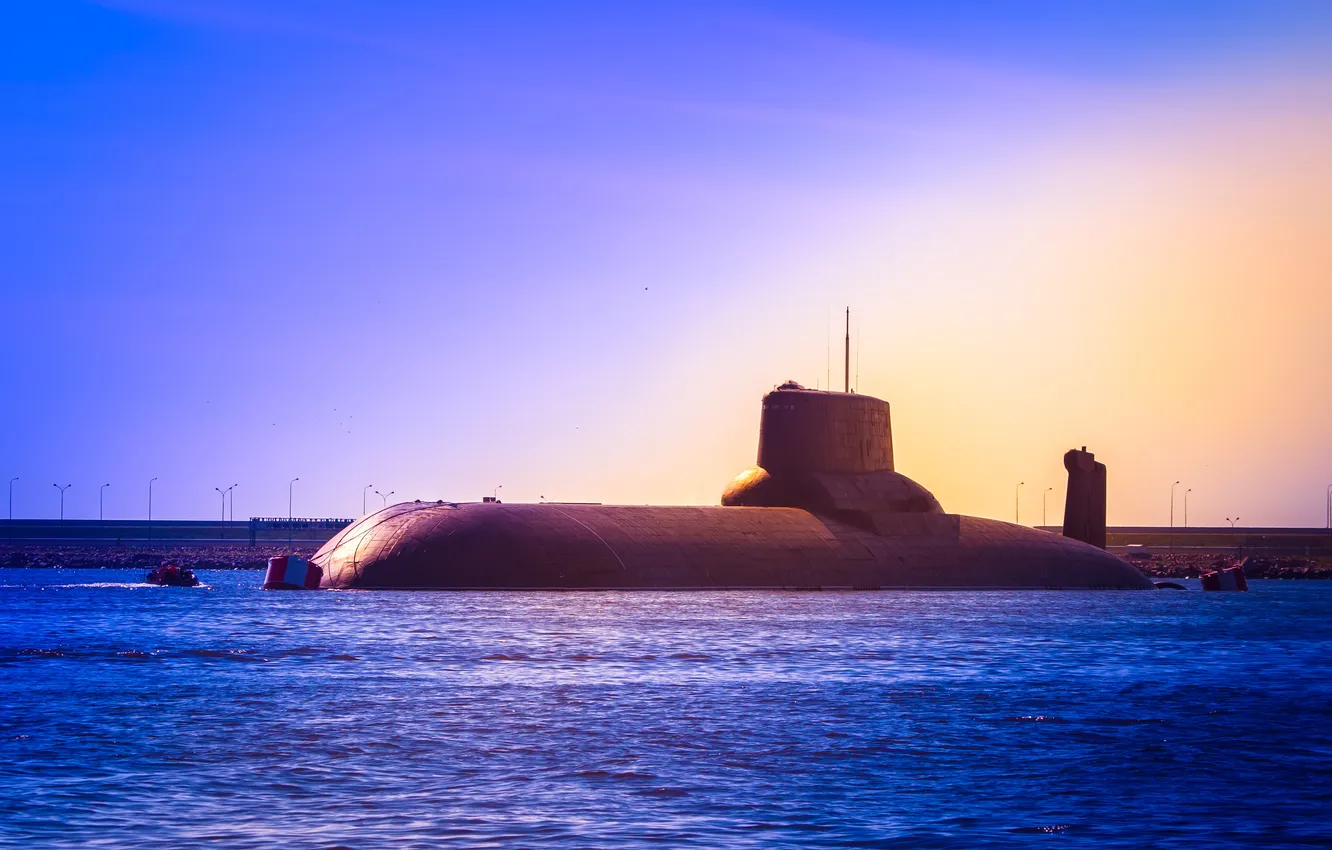 Фото обои storm, sea, ship, steel, submarine, russian navy, russian submarine