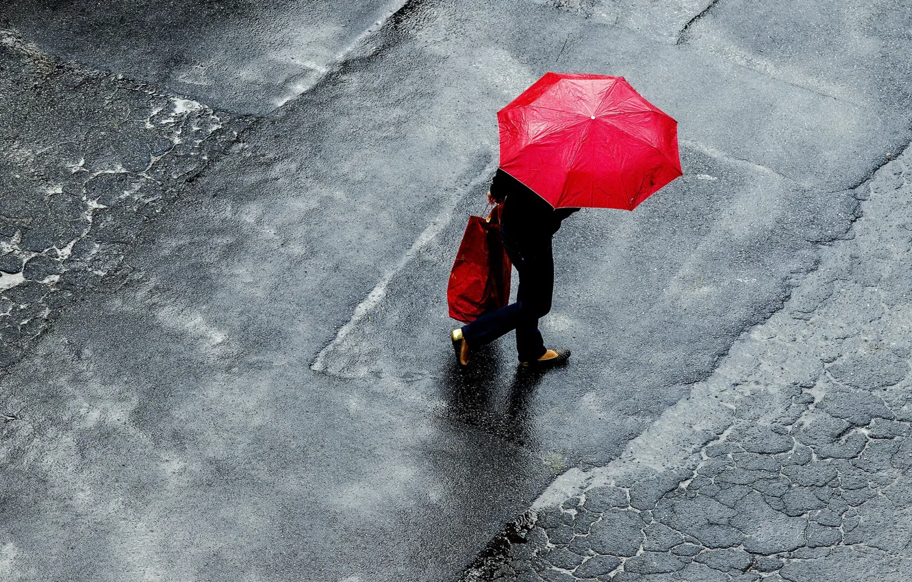 Фото обои woman, umbrella, raining