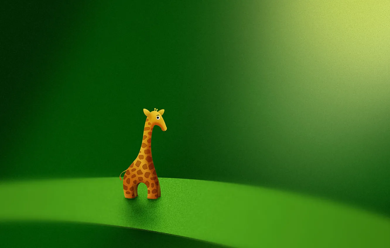 Фото обои игрушка, жираф, vladstudio, зеленый фон