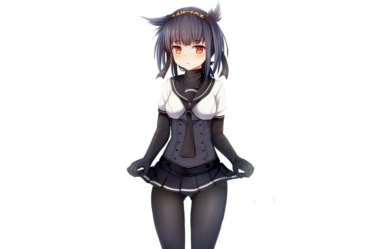 Фото обои girl, sexy, school uniform, anime, beautiful, short hair, pretty, attractive