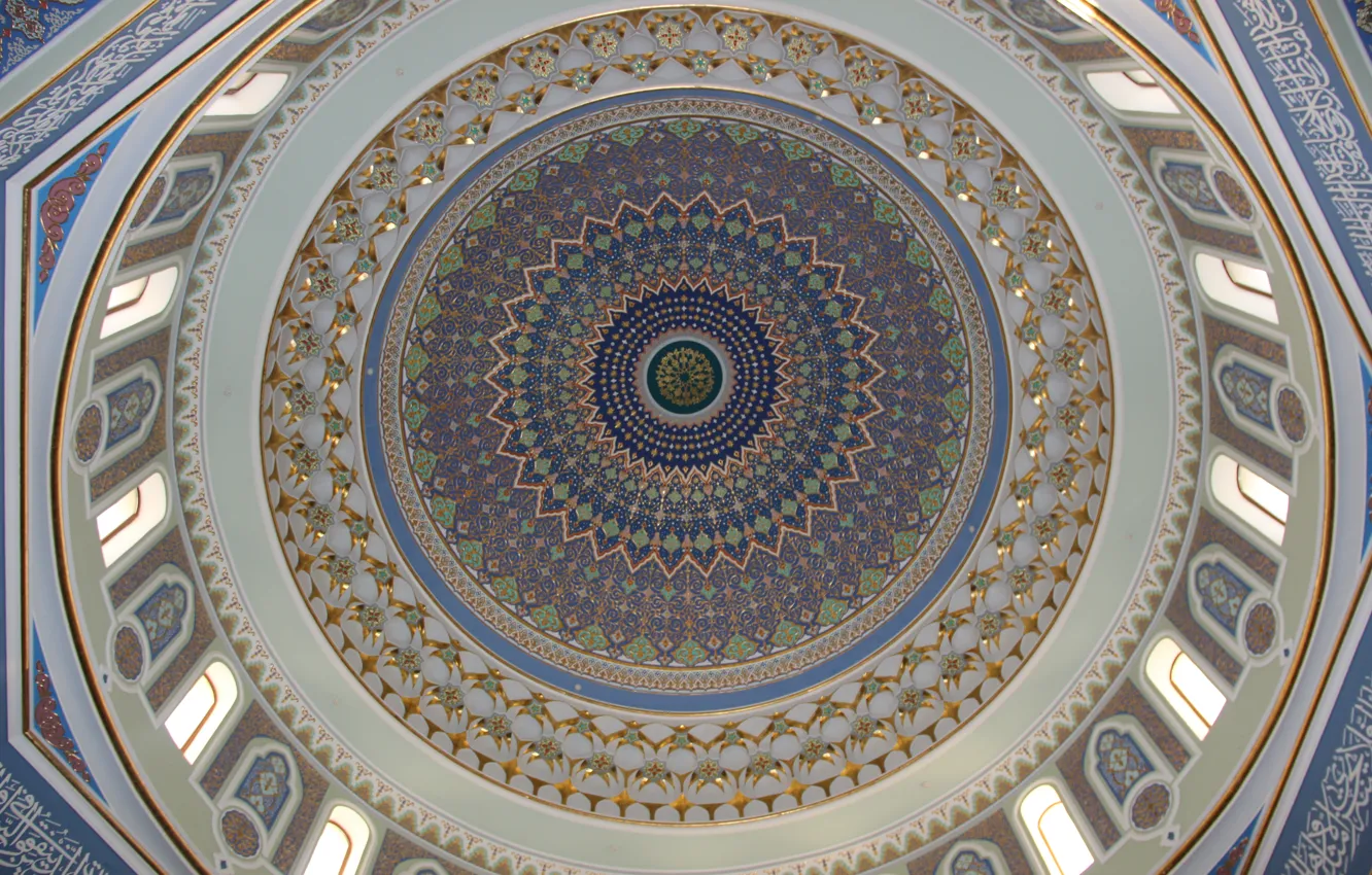 Фото обои мозаика, краски, рисунок, купол, мечети