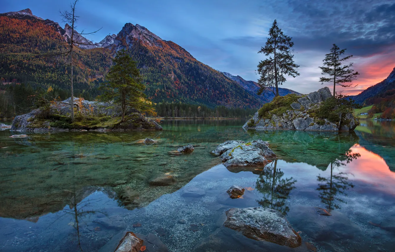 Фото обои горы, озеро, Германия, Бавария, Хинтерзее