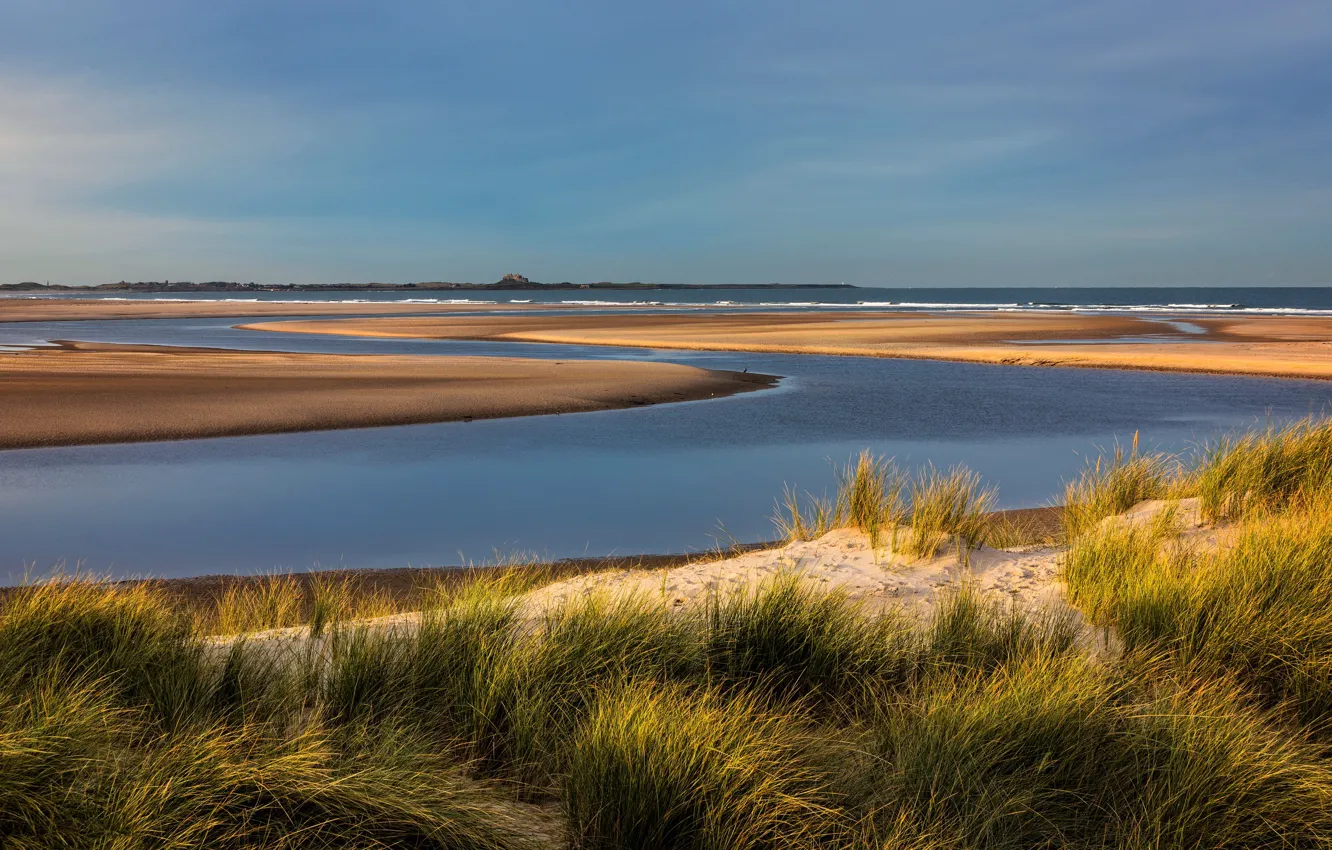 Фото обои England, Bamburgh, Budle Bay