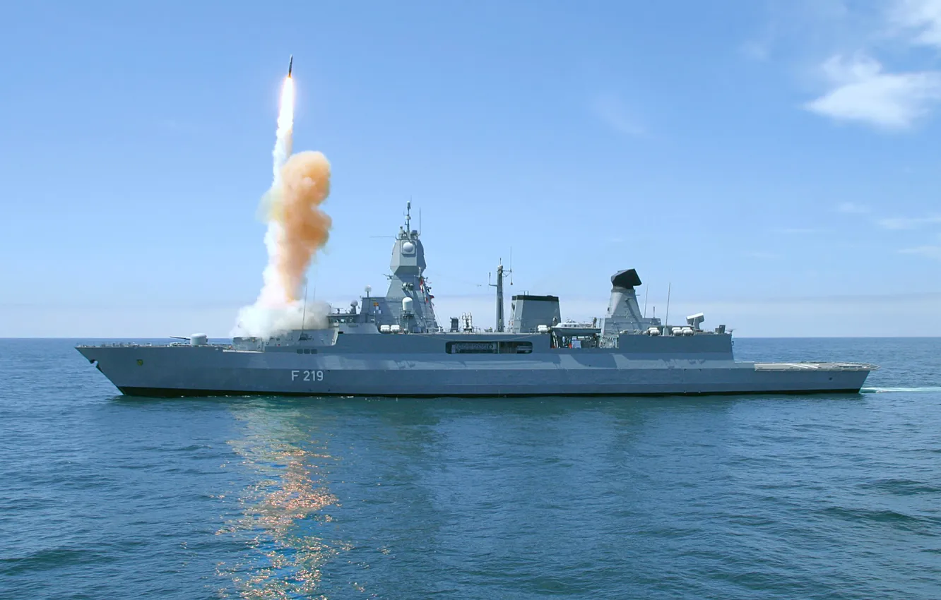 Фото обои фрегат, ВМС Германии, F 219, FGS Sachsen
