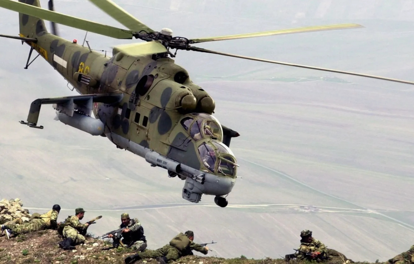 Фото обои небо, полет, война, mi-24p