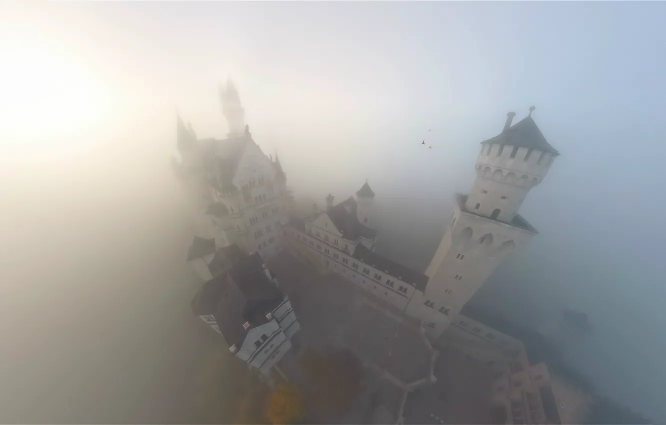 Фото обои туман, замок, Нойшванштайн, Schloß Neuschwanstein
