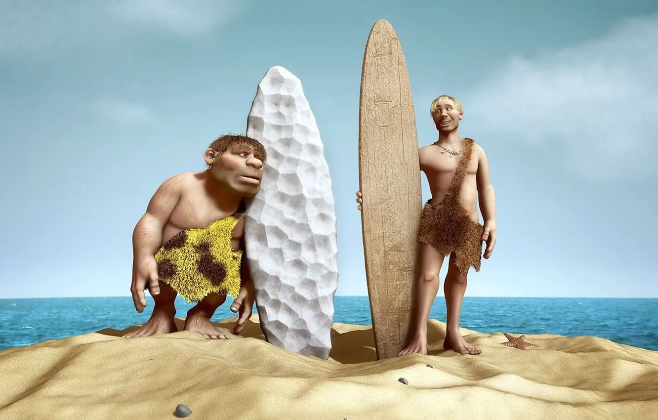Фото обои песок, серфинг, древние люди