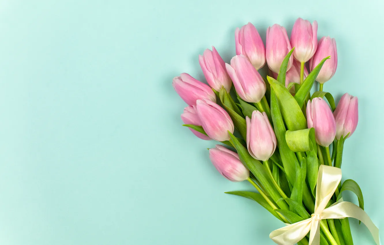 Фото обои цветы, букет, тюльпаны, розовые, wood, pink, flowers, beautiful