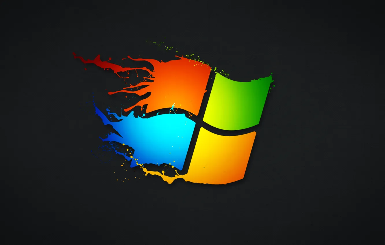 Фото обои компьютер, краски, цвет, текстура, эмблема, windows, операционная система