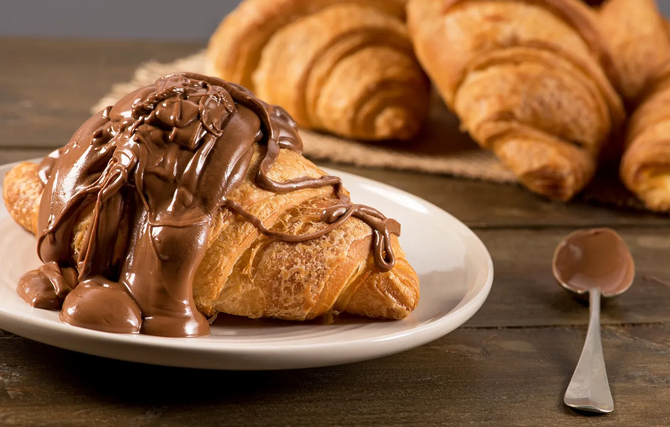 Фото обои шоколад, сладкое, chocolate, croissant, круассан, baking