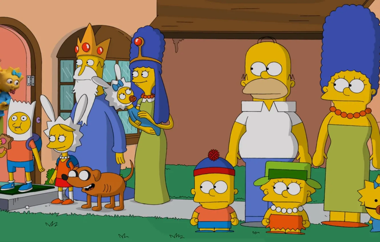 Фото обои Maggie, Liza, South Park, The Simpsons, Adventure Time, Parody, Marge, Bart